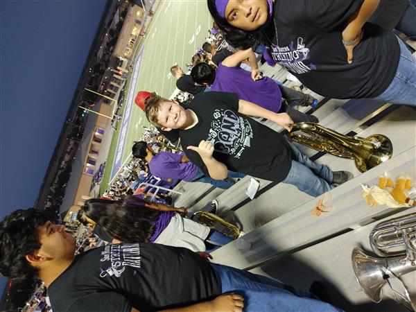 Little Rattler Night: Middle School students in football stands.